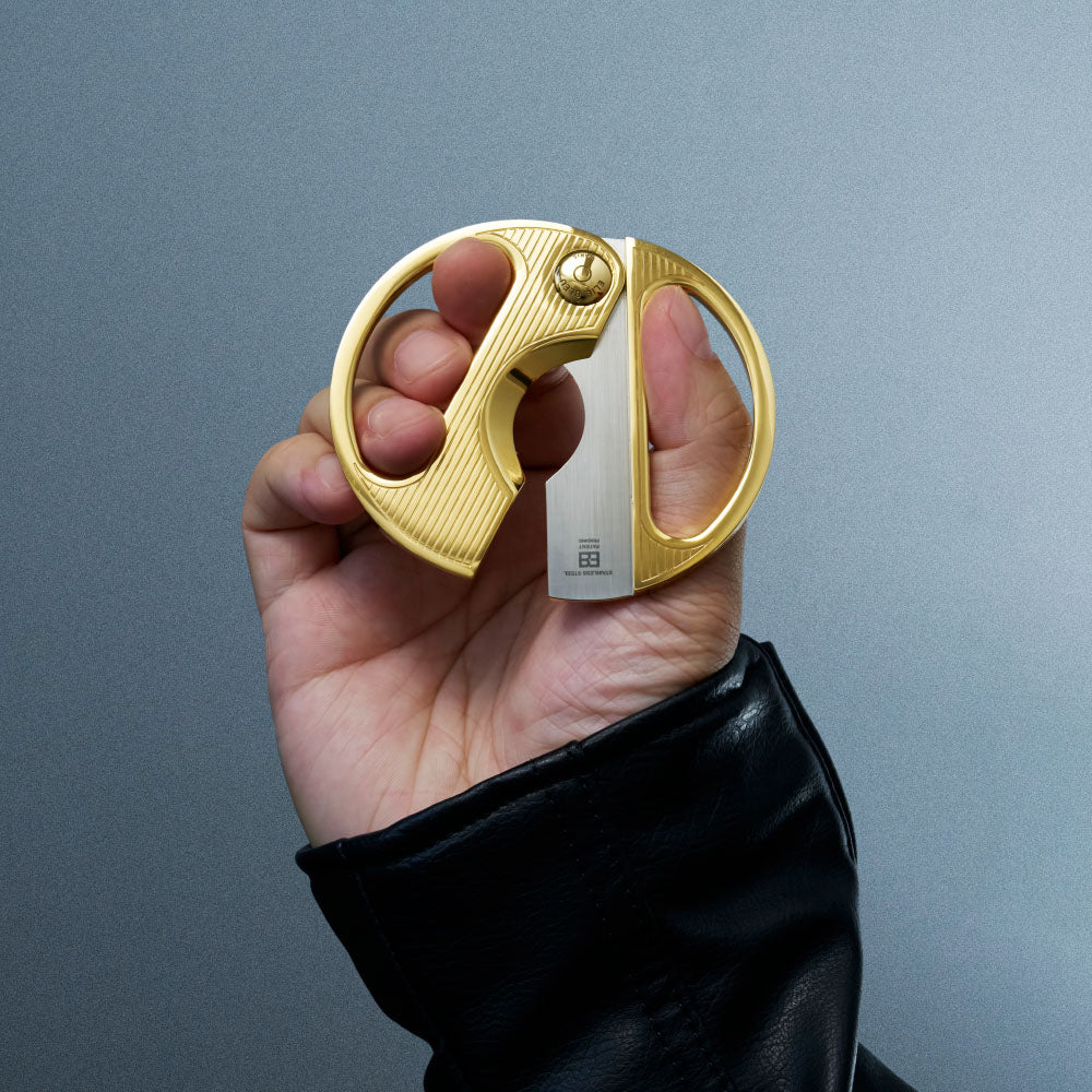 Round Cigar Cutter Gold / Pinstripe | Elie Bleu Accessory | Cigar Cutter | Migratory HK | 雪茄香港 | Cigar HK