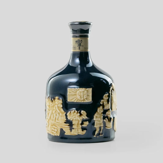 30年-有田燒-命水陽刻文紫紺釉砧形瓶