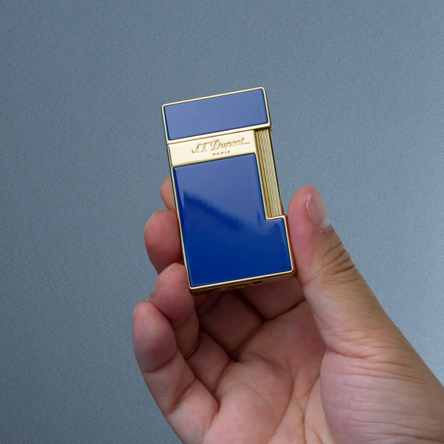 Li Slimmy Blue Lacquer / Golden Cigar Lighter | S.T. Dupont Accessory | Cigar Lighter | Migratory HK | 雪茄香港 | Cigar HK