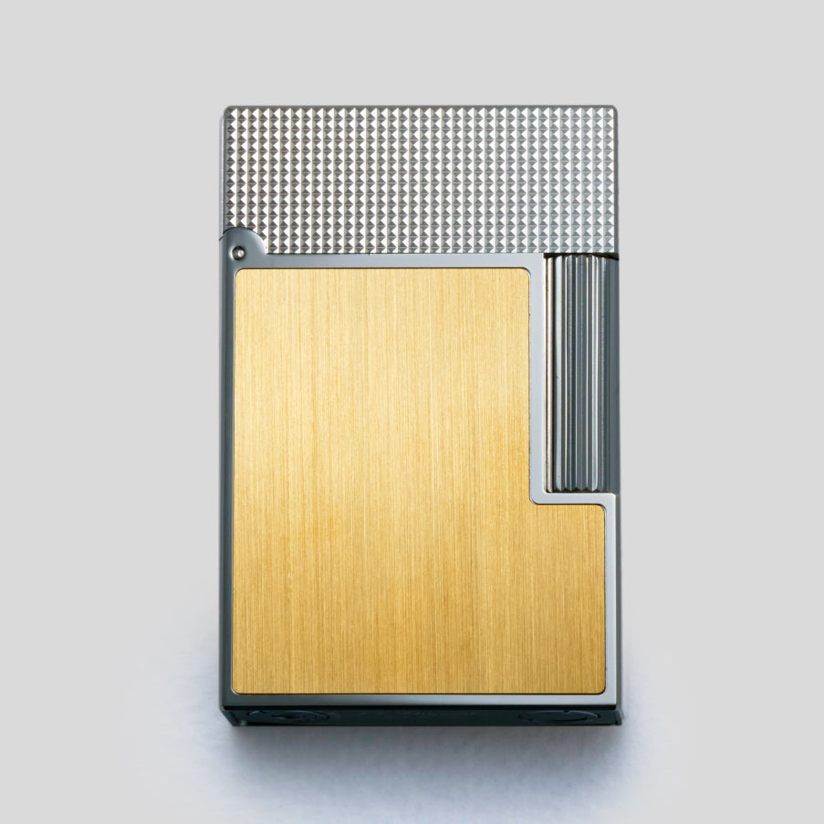 Ligne Line 2 Small Platinum and Brushed Gold Lighter | S.T. Dupont Accessory | Cigar Lighter | Migratory HK | 雪茄香港 | Cigar HK