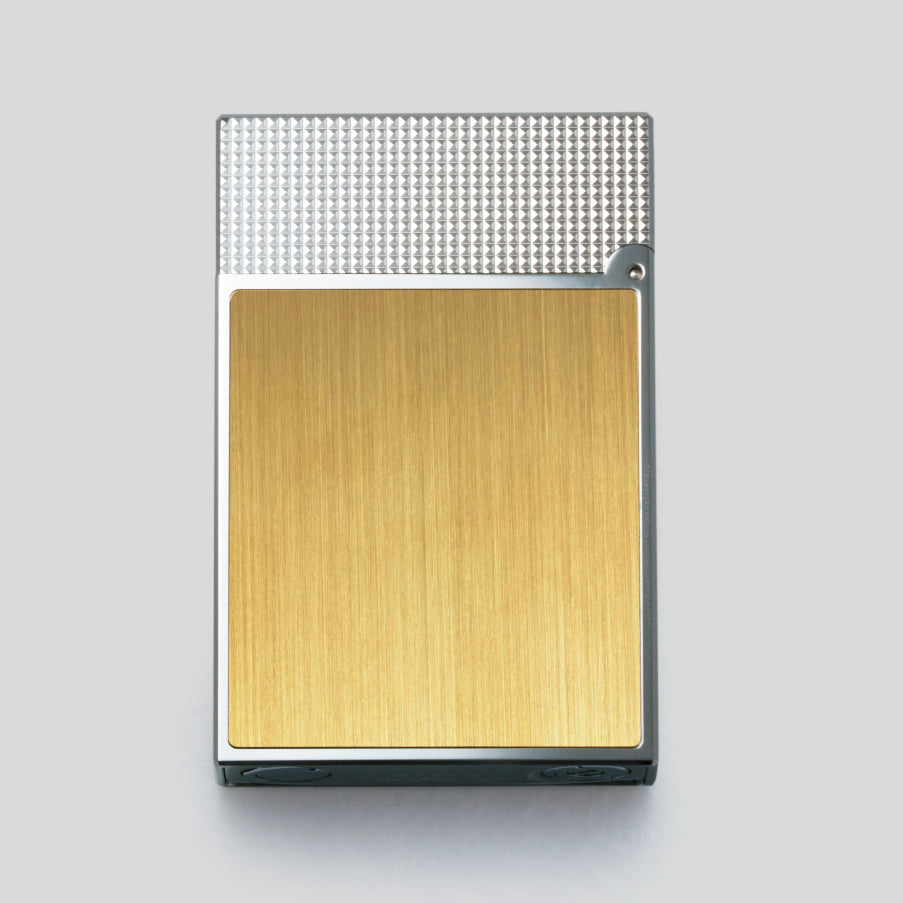 Ligne Line 2 Small Platinum and Brushed Gold Lighter | S.T. Dupont Accessory | Cigar Lighter | Migratory HK | 雪茄香港 | Cigar HK