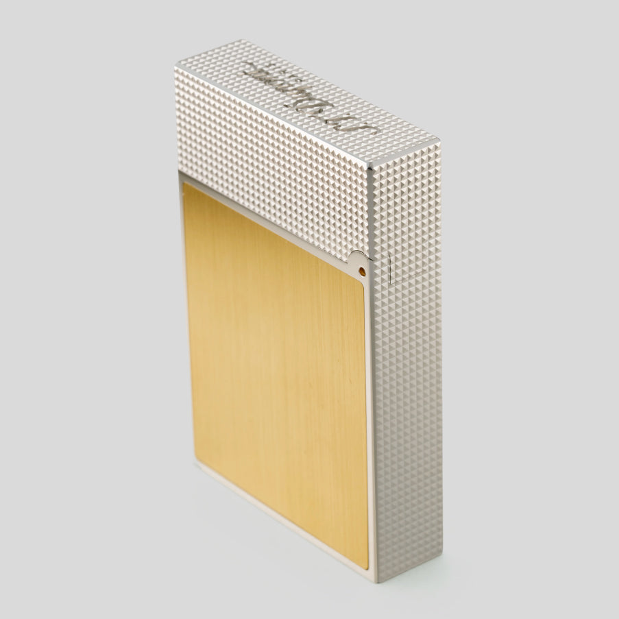 Ligne Line 2 Small Platinum and Brushed Gold Lighter | S.T. Dupont Accessory | Cigar Lighter | Migratory HK | 雪茄香港 | Cigar HK