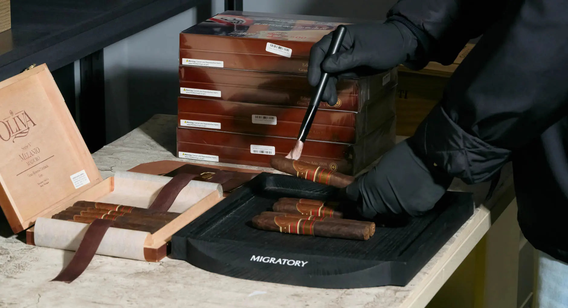 In-house cigar order packing, Hong Kong