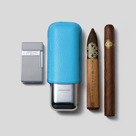S.T. Dupont Chrome Biggy & Cigars Set