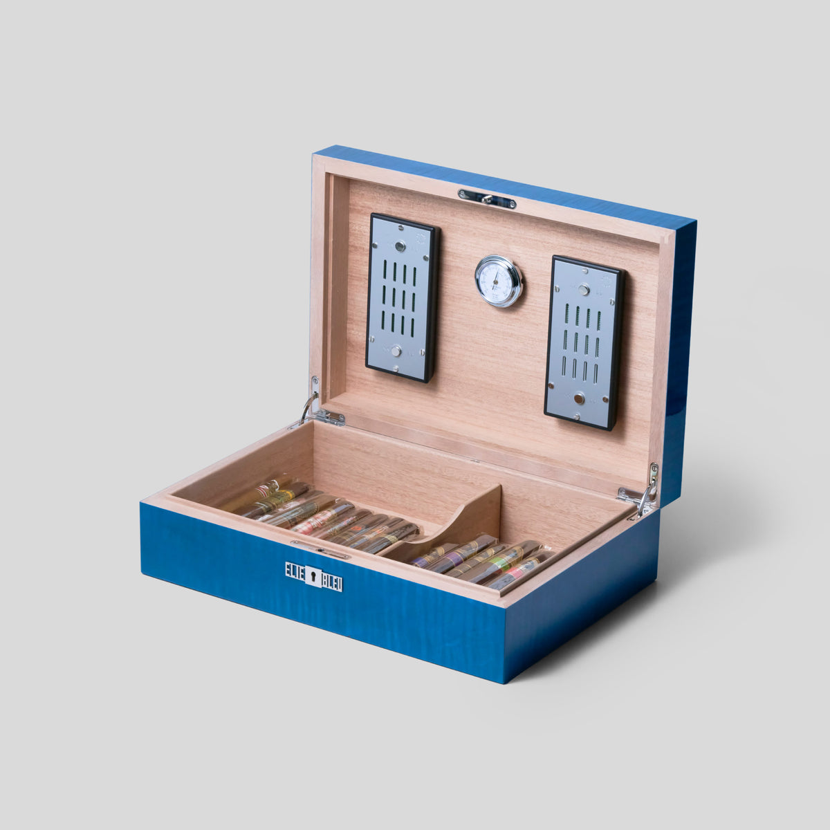 Elie Bleu Fruit Humidor - 110 Cigars (Blue) & Cigar Set