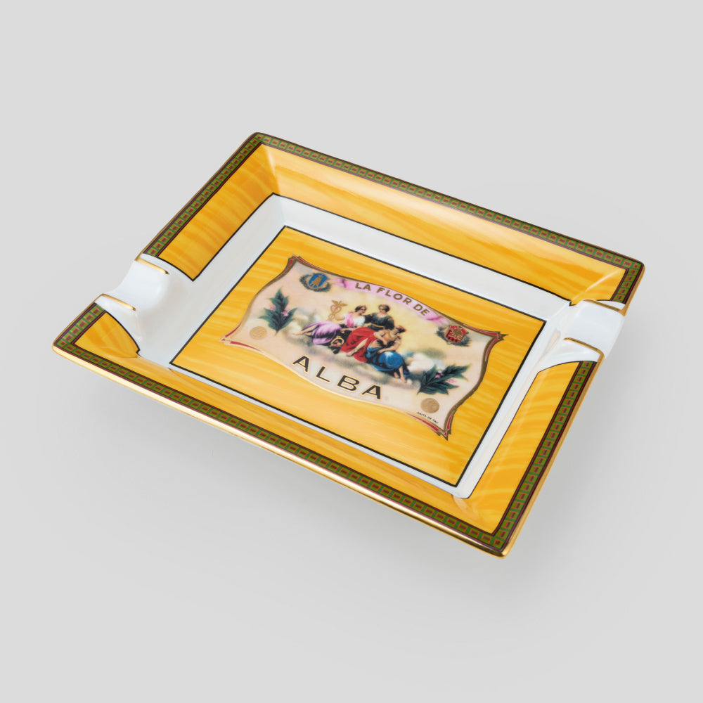 Flor de Alba Yellow Porcelain Cigar Ashtray | Elie Bleu Accessory | Cigar Ashtray  | Migratory HK | 雪茄香港 | Cigar HK