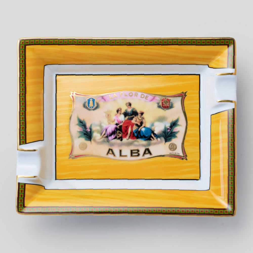 Flor de Alba Yellow Porcelain Cigar Ashtray | Elie Bleu Accessory | Cigar Ashtray  | Migratory HK | 雪茄香港 | Cigar HK