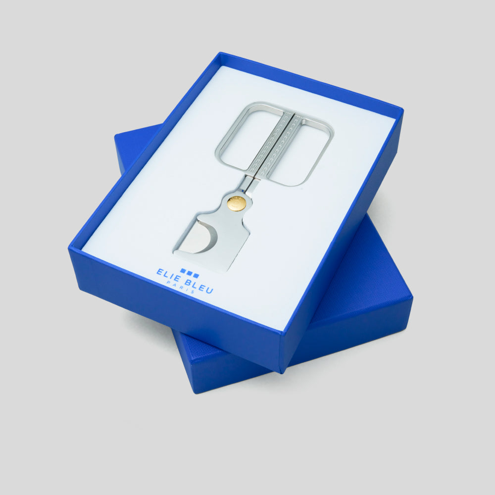 Cigar Scissors Steel Marquetry / Gold Button | Elie Bleu Accessory | Cigar Cutter  | Migratory HK | 雪茄香港 | Cigar HK
