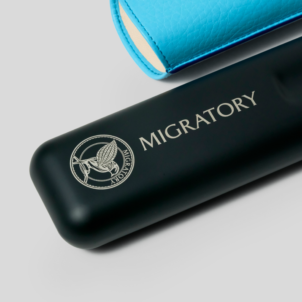 Migratory 署名标志金属两支装雪茄套（碧蓝色/黑色）