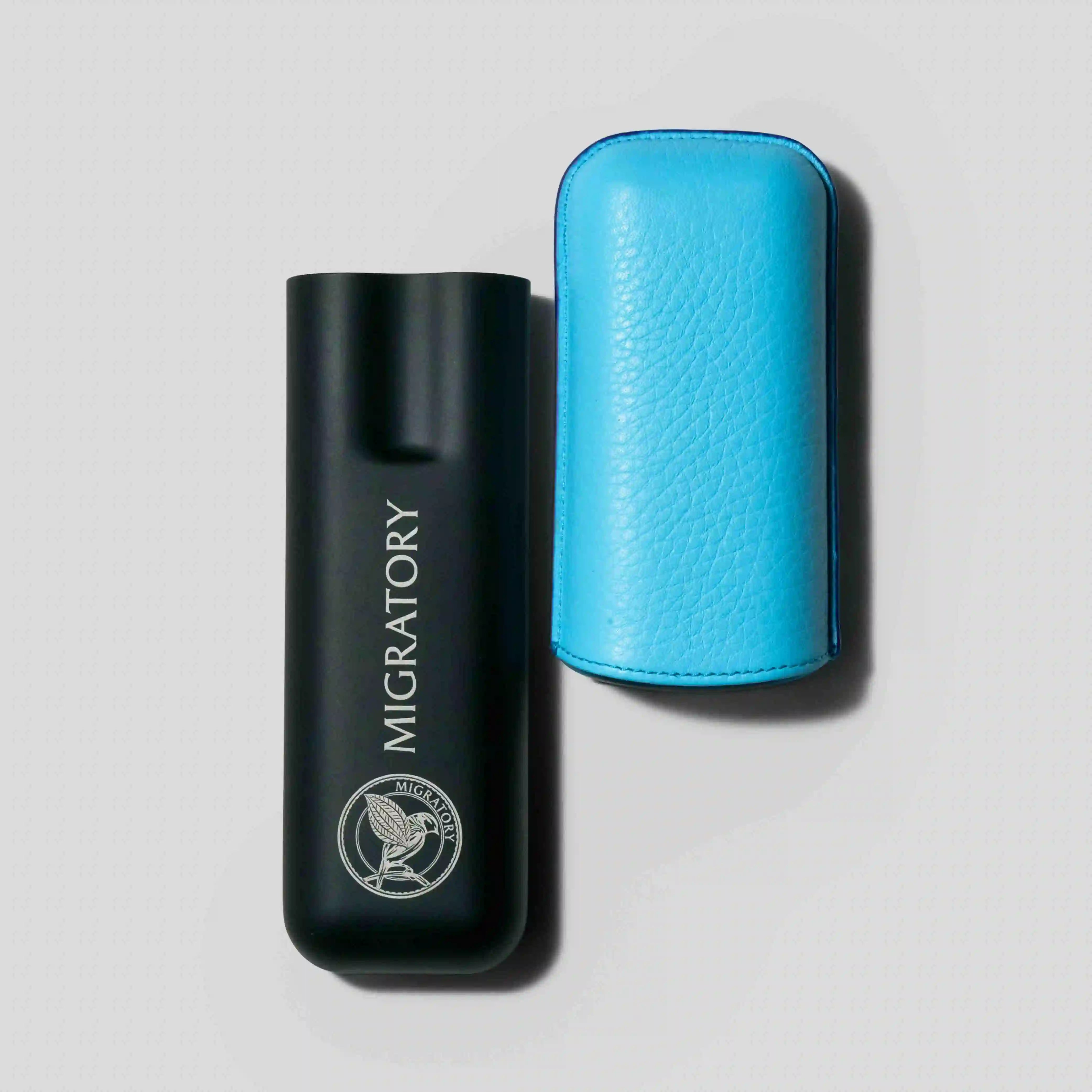 Migratory 2-Cigar Case Singture Logo Turquoise Blue Matt/Black