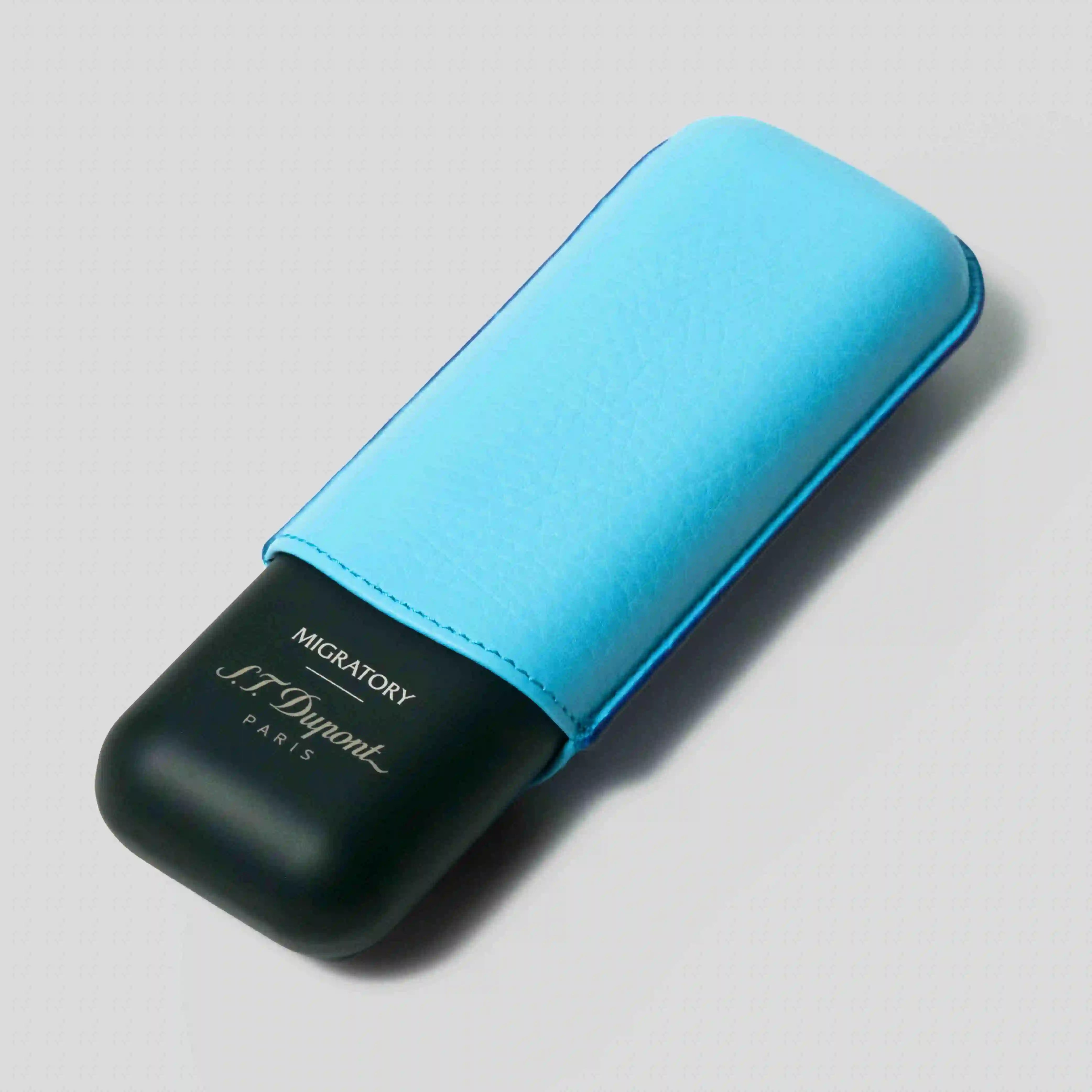 Migratory 2-Cigar Case Singture Logo Turquoise Blue Matt/Black