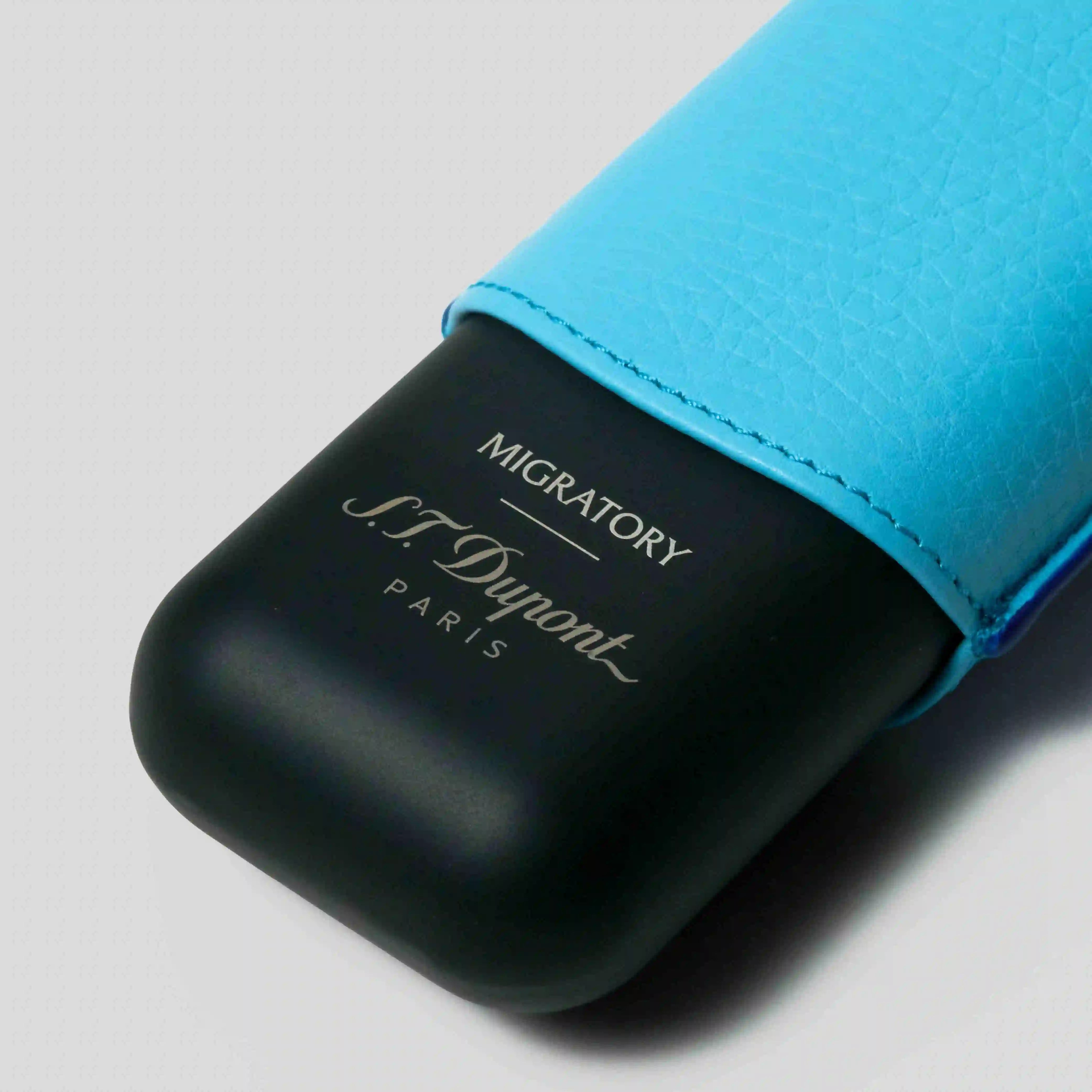 Migratory 2-Cigar Case Singture Logo Turquoise Blue Matt/Black