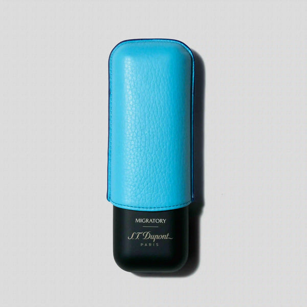 Migratory 2-Cigar Case Singture Logo Turquoise Blue Matt/Black