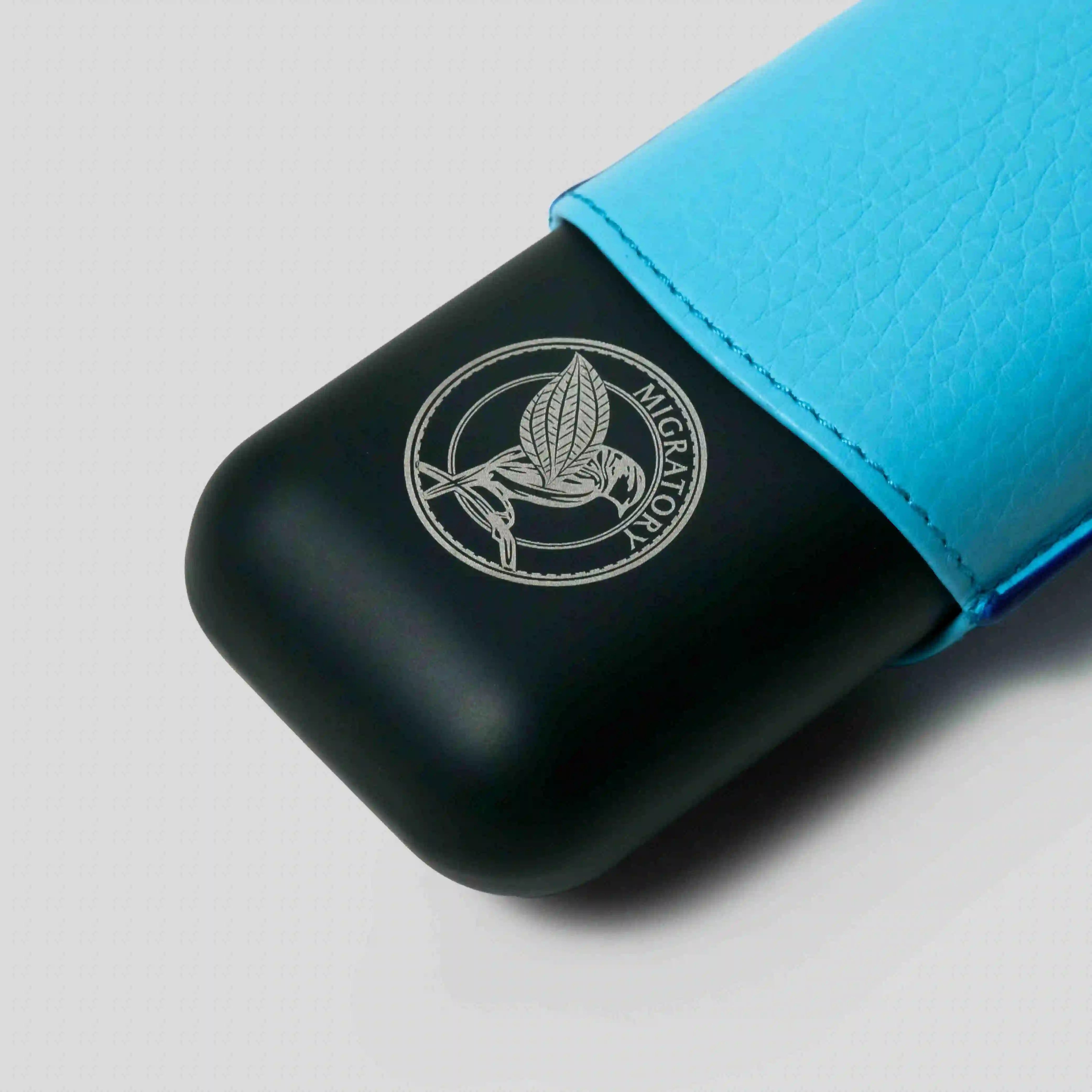 Migratory 2-Cigar Case Singture Logo Turquoise Blue Matt/Black