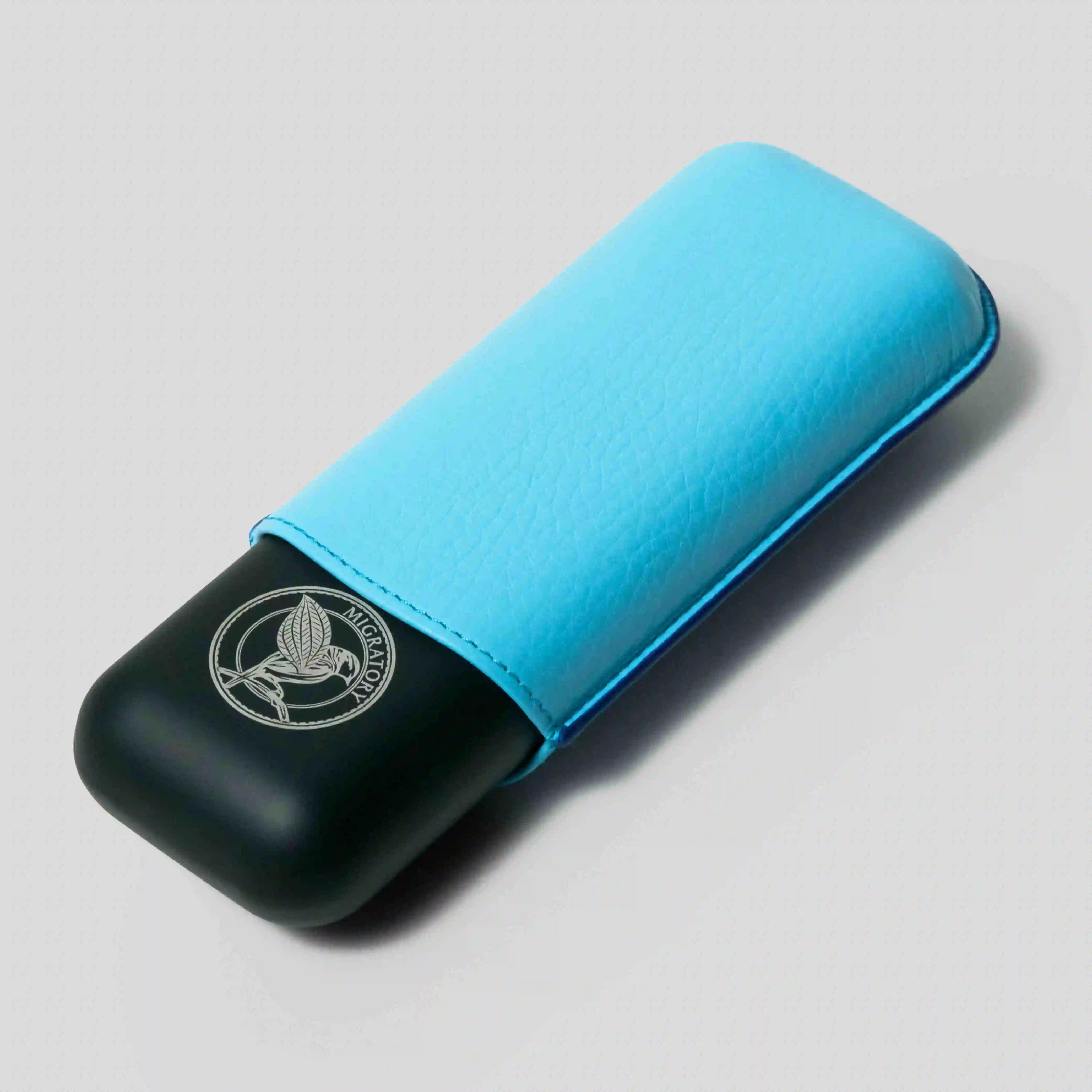 Migratory 2-Cigar Case Singture Logo Turquoise Blue Matt/Black