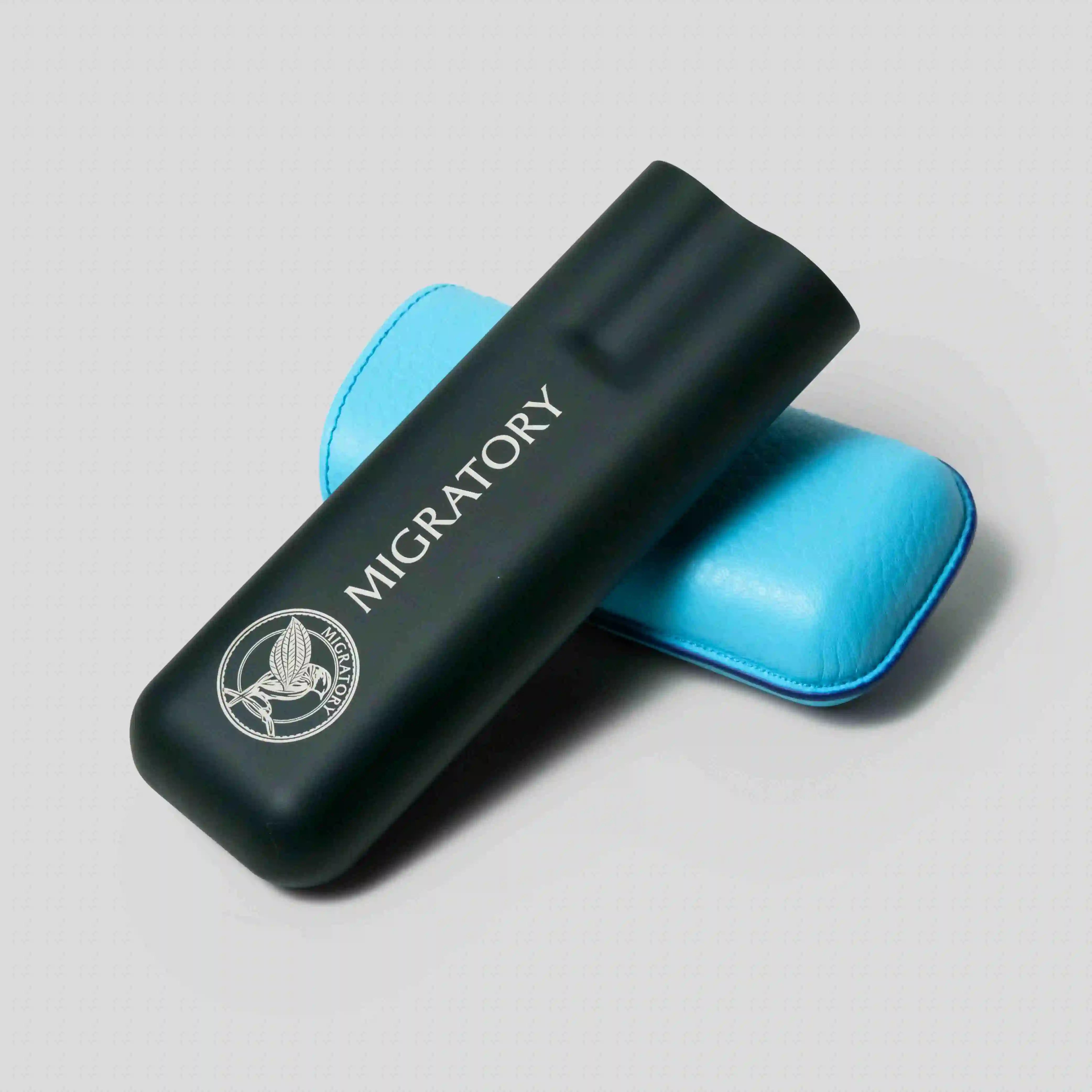 Migratory 2-Cigar Case Singture Logo Turquoise Blue Matt/Black