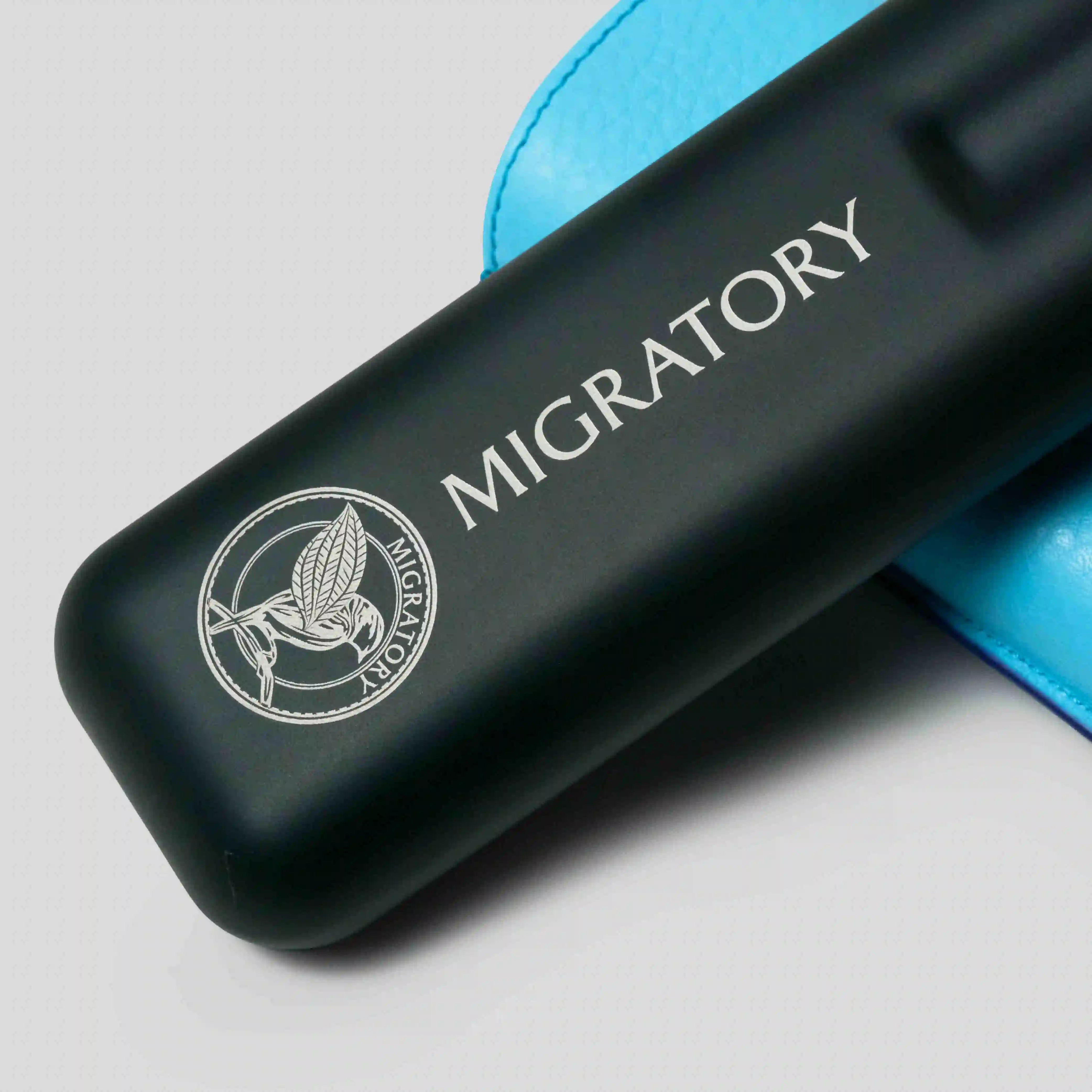 Migratory 2-Cigar Case Singture Logo Turquoise Blue Matt/Black